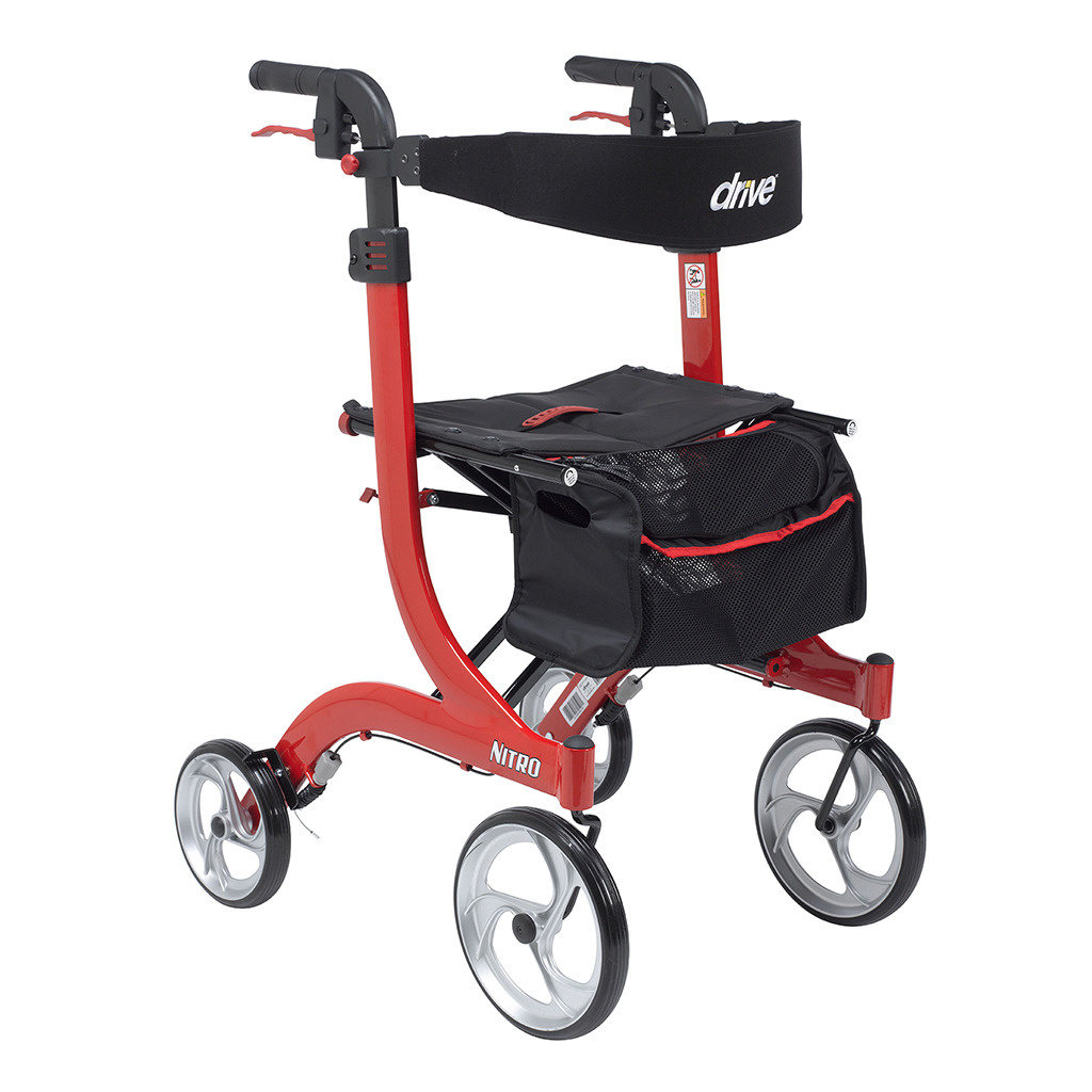 DRV-Drive Medical Drive Nitro Aluminum Rollator 10" Casters  Black Tall
