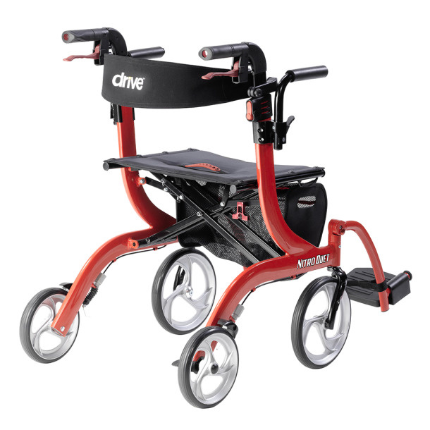 Drive Nitro Rollator Red Duet Transport/Walker