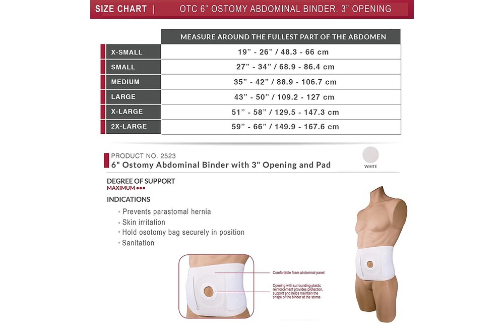 Ostomy & Hernia Support 9" Binder 3" Opening