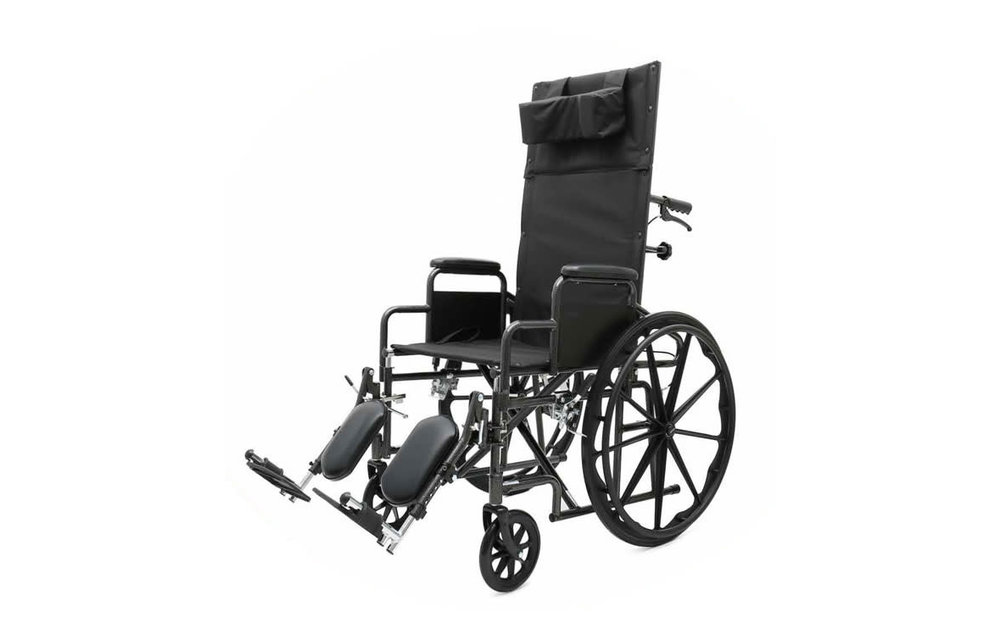 Carbon Steel Reclining Wheelchair Sliver Vein Color Seat Width