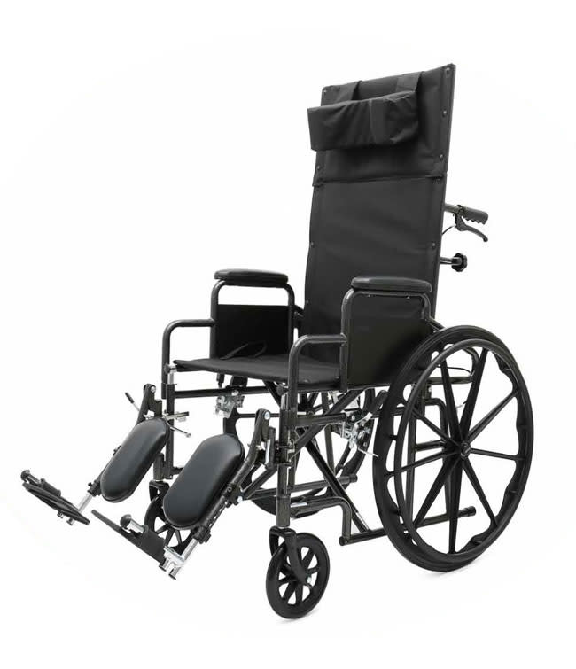 Carbon Steel Reclining Wheelchair Sliver Vein Color Seat Width