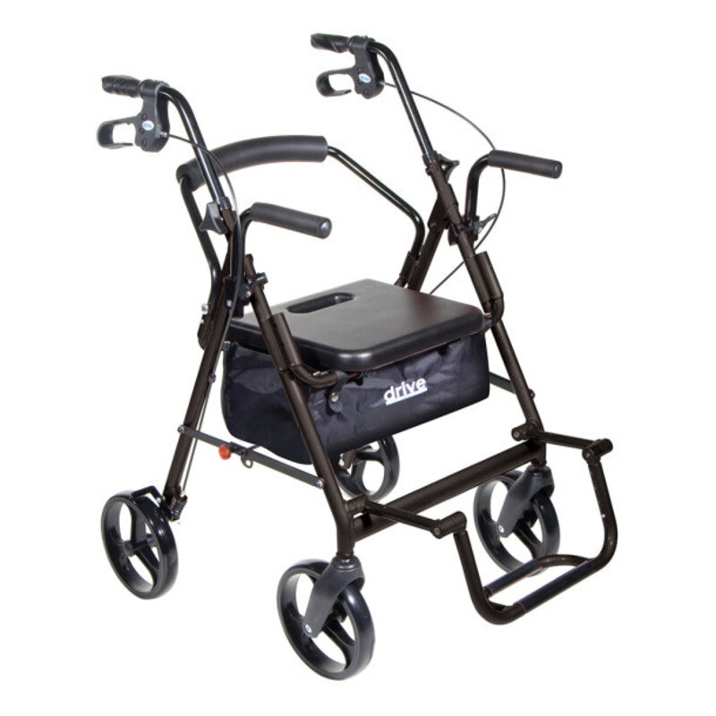 DRV-Drive Medical Drive Duet Rollator/Transport Chair 8" Castors Black