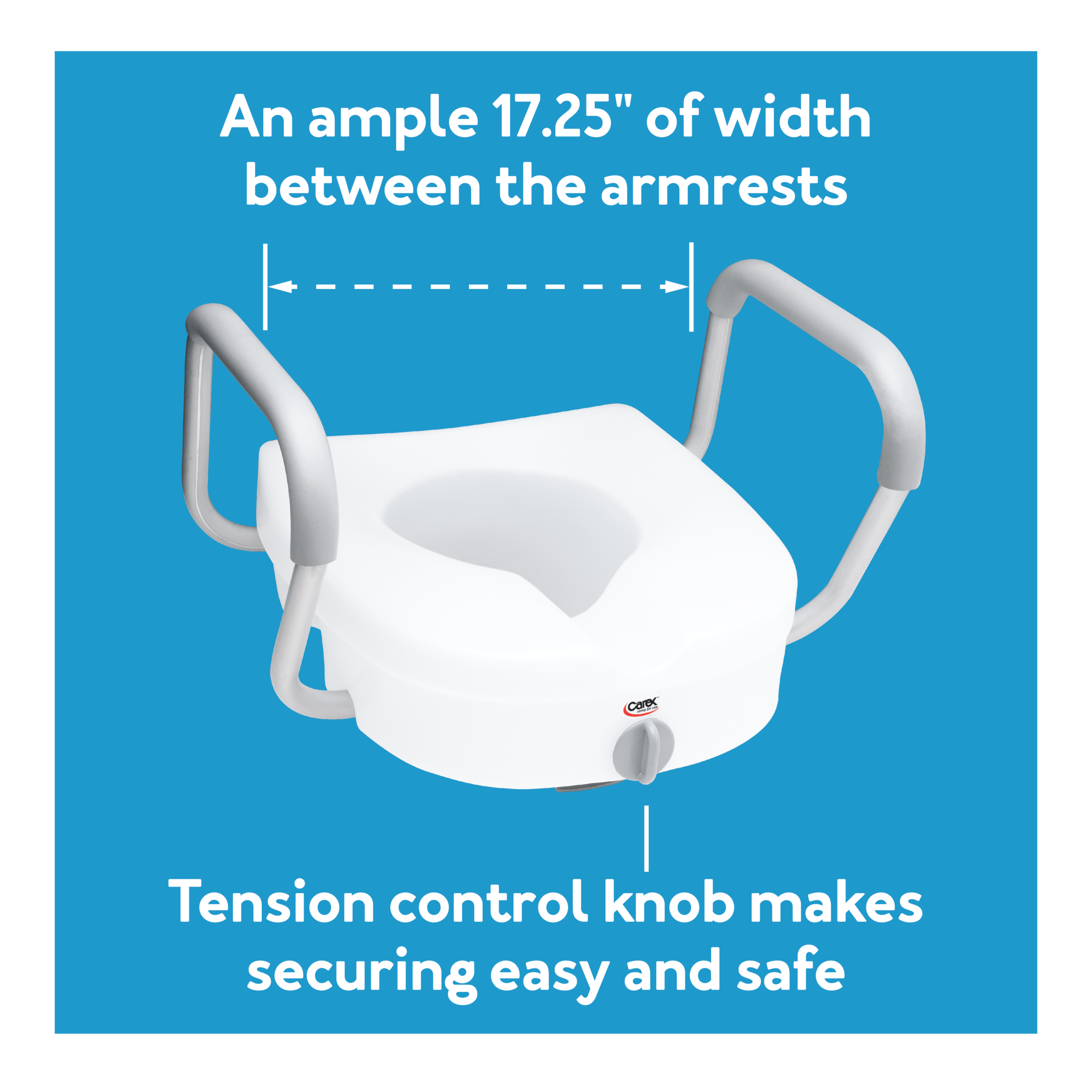 Carex 5" EZ Lock Raised Toilet Seat w/Adjustable Arms