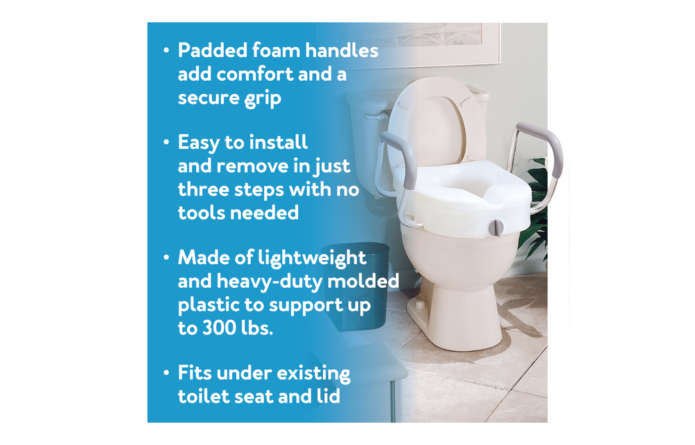Carex 5" EZ Lock Raised Toilet Seat w/Adjustable Arms