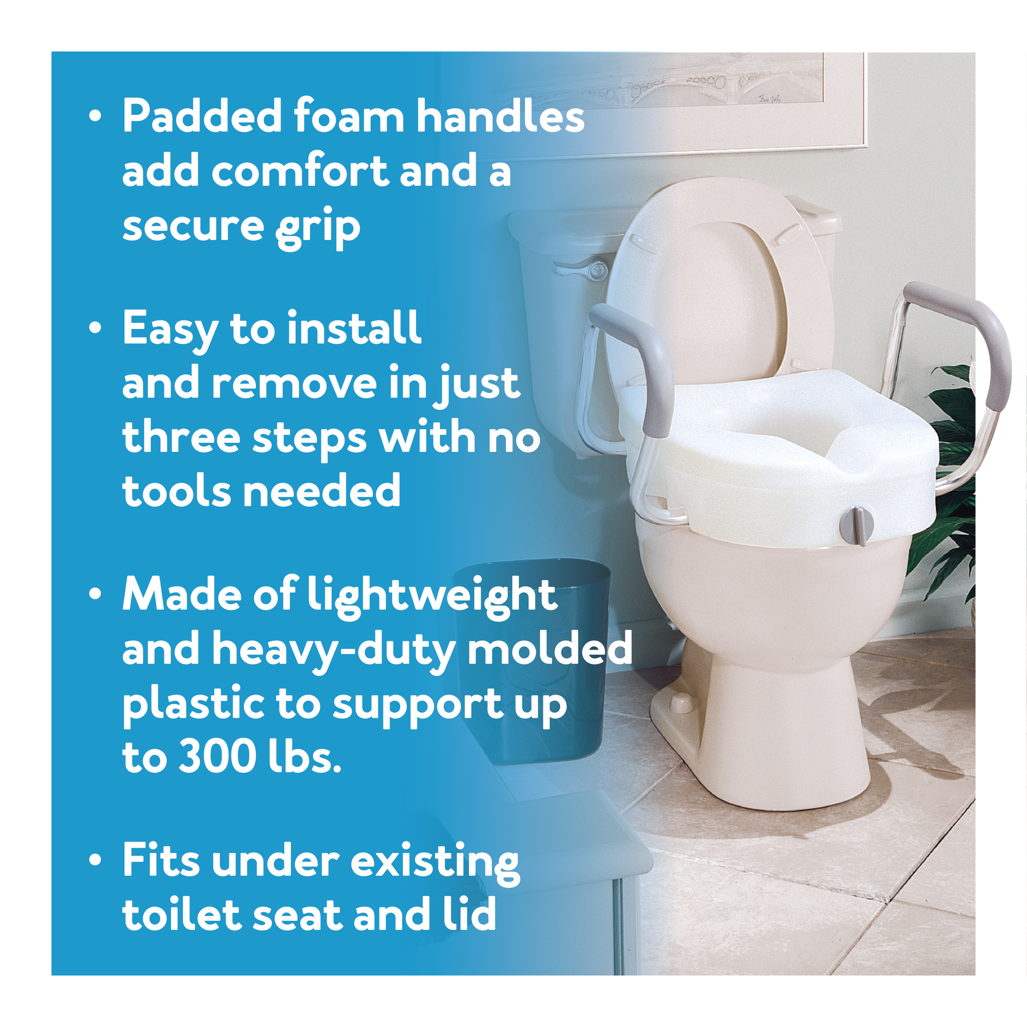 Carex 5" EZ Lock Raised Toilet Seat w/Adjustable Arms