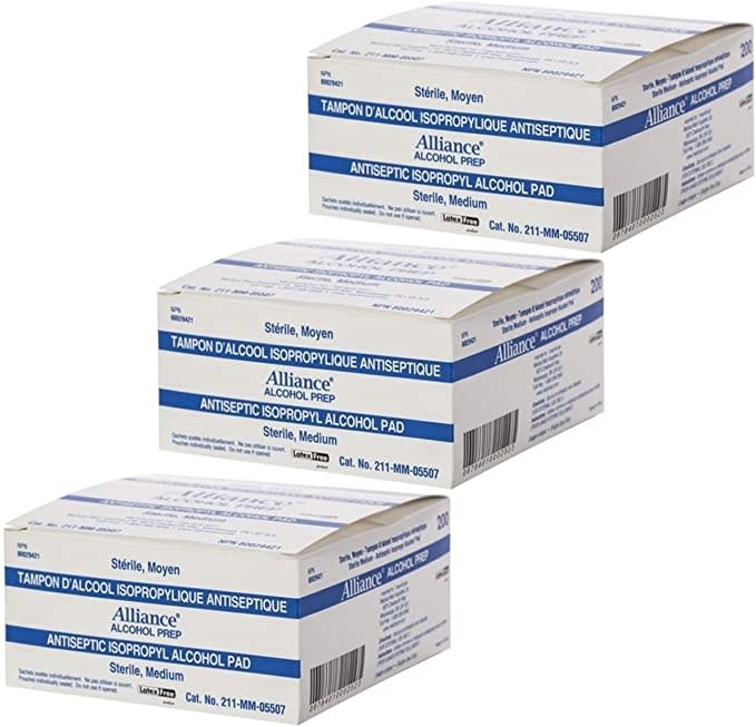 Alliance Alcohol Prep Pad Sterile Medium 200/bx