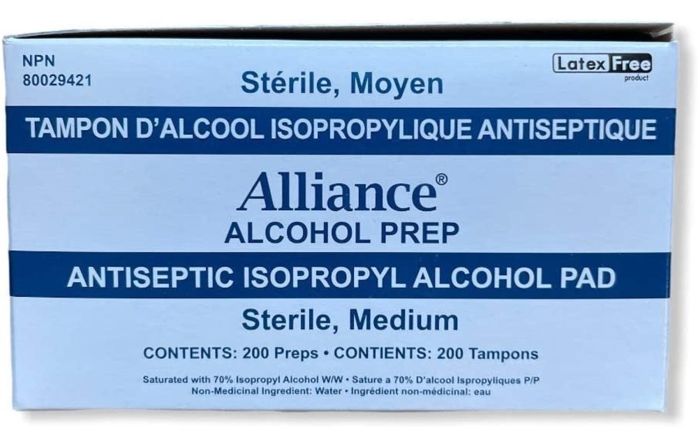 Alliance Alcohol Prep Pad Sterile Medium 200/bx
