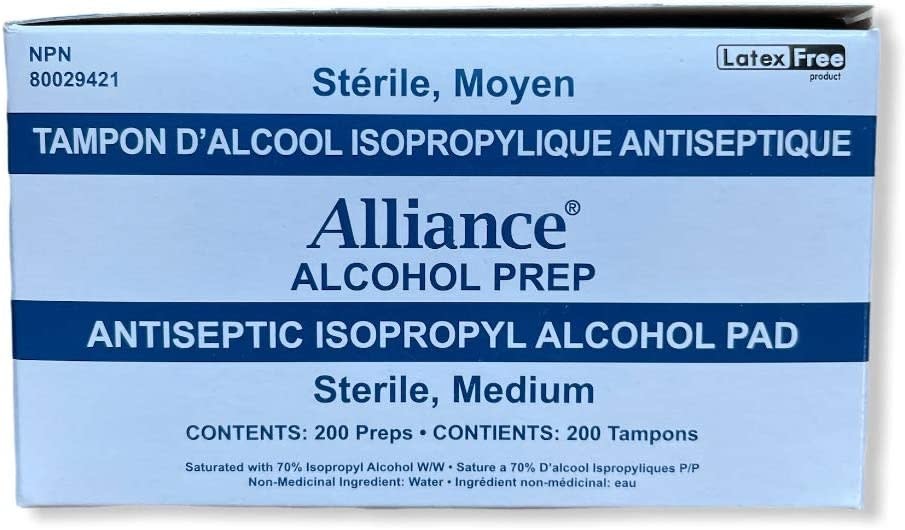 Alliance Alcohol Prep Pad Sterile Medium 200/bx