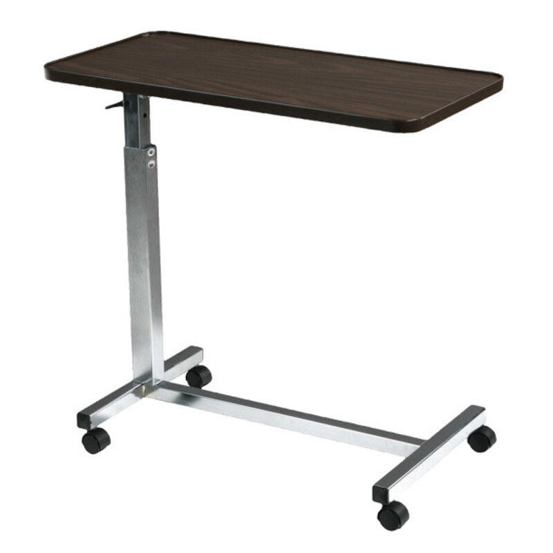 DRV-Drive Medical Overbed Table Walnut Top/Chrome Base Tilt Top