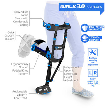 iWK-iWalk iWalk Hands Free 3.0 Crutch 275lbs