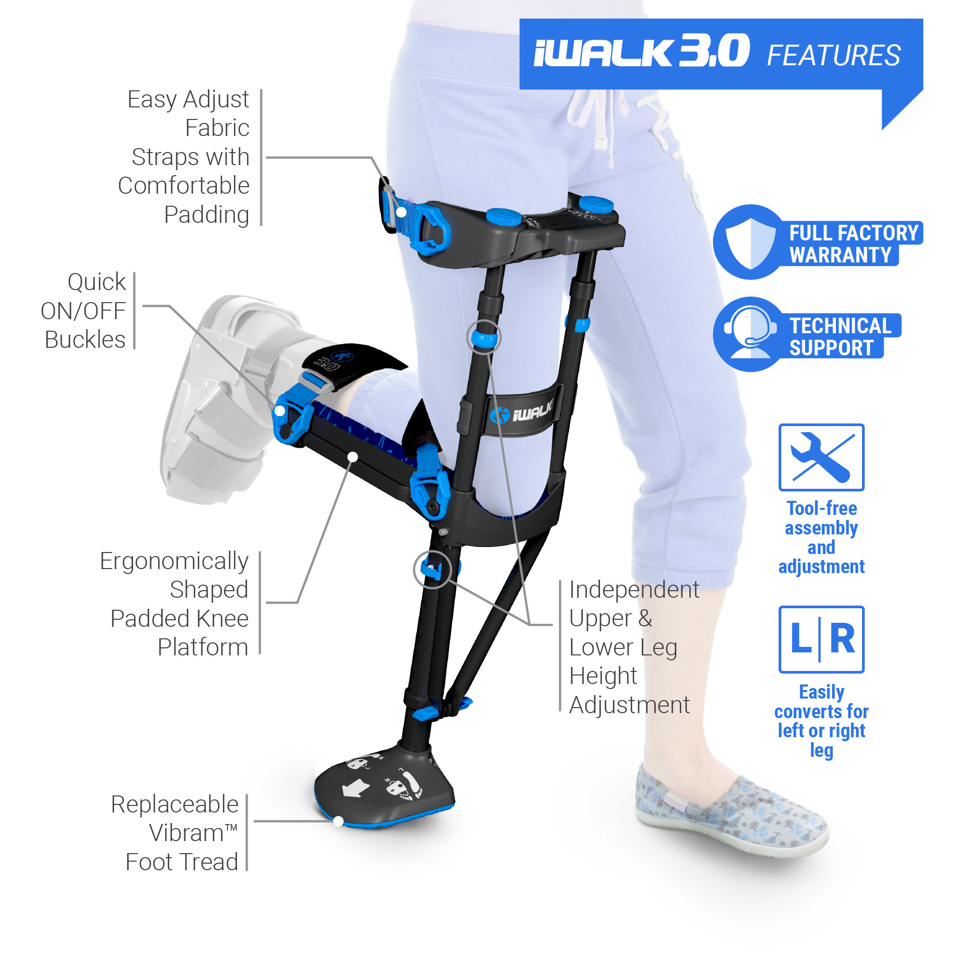 iWalk Hands Free 3.0 Crutch 275lbs