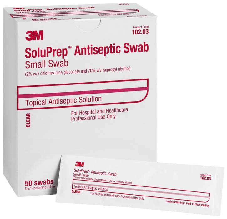 3M-3M 3M™ SoluPrep 2% Chg, 70% Iso Alc Clear Solution Swabsticks Single