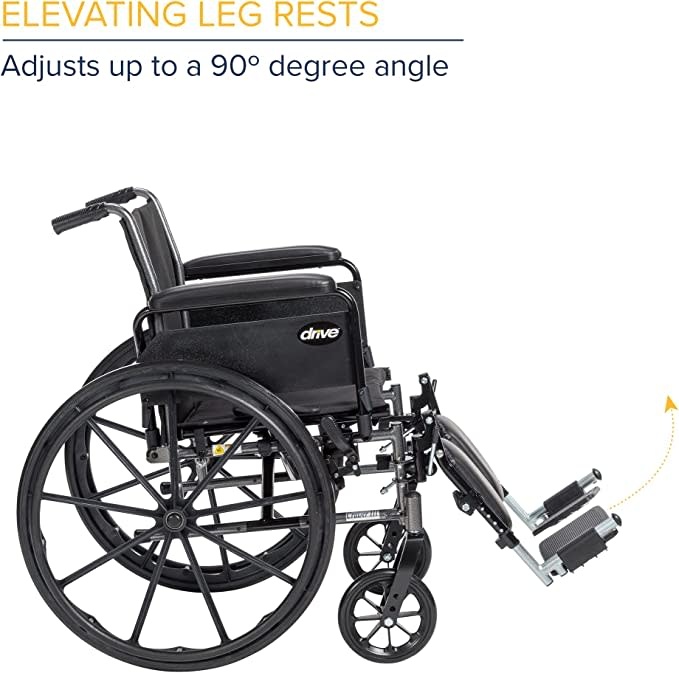 DRV-Drive Medical Cruiser III Wheelchair Adjustable Seat Height Detachable Desk Arm (ADDA) Elevated Foot Rest
