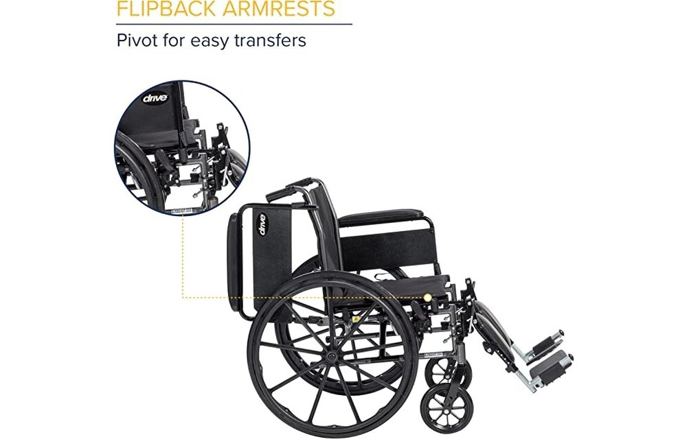 Cruiser III Wheelchair Adjustable Seat Height Detachable Desk Arm (ADDA) Elevated Foot Rest