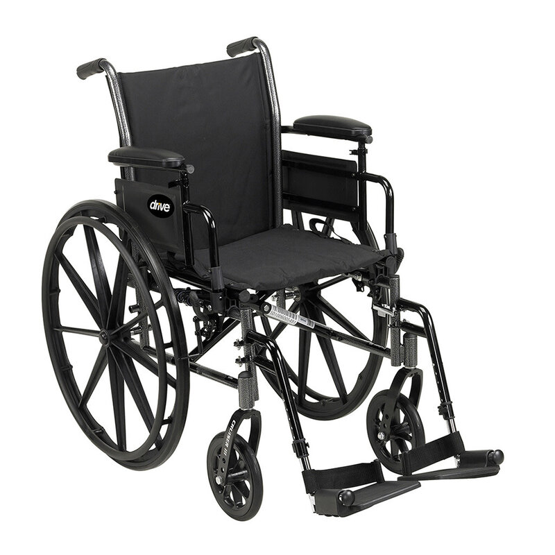 DRV-Drive Medical Cruiser III Wheelchair Adjustable Seat Height Detachable Full Arm (DFA) Foot Rest (SF)
