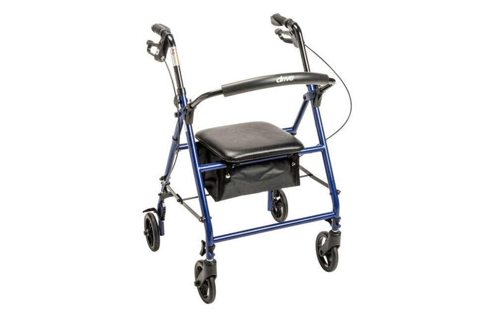 Drive Rollator Steel 6" Blue 350lb Four Wheel Walker