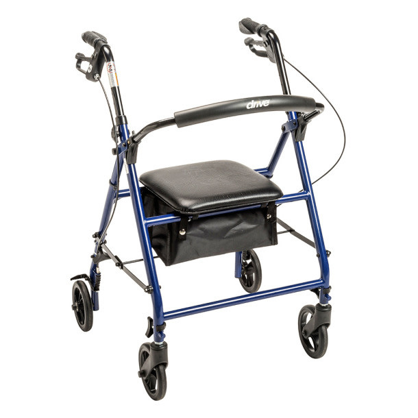 Drive Rollator Steel 6" Blue 350lb Four Wheel Walker