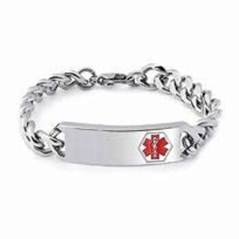 Apothecary Products Inc. Medical Alert ID Stainless Steel Bracelet