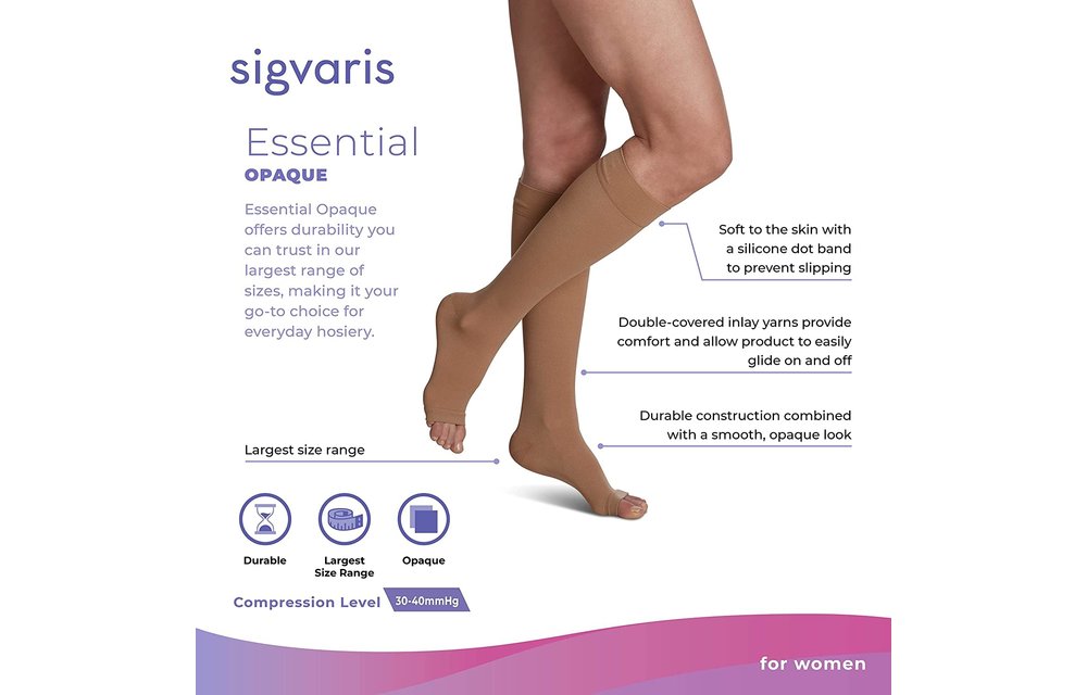Essential Opaque for Women Knee High 30-40mmHg