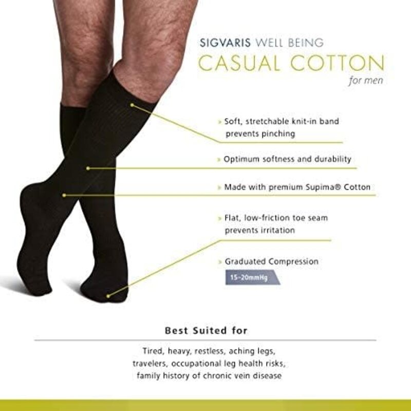 SGV-SIGVARIS Sigvaris Casual Cotton Socks  for Men 15-20 mmHg