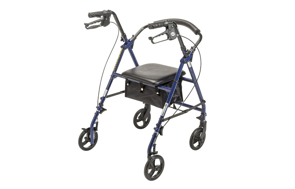 Drive Rollator Steel 6" Blue 350lb Four Wheel Walker
