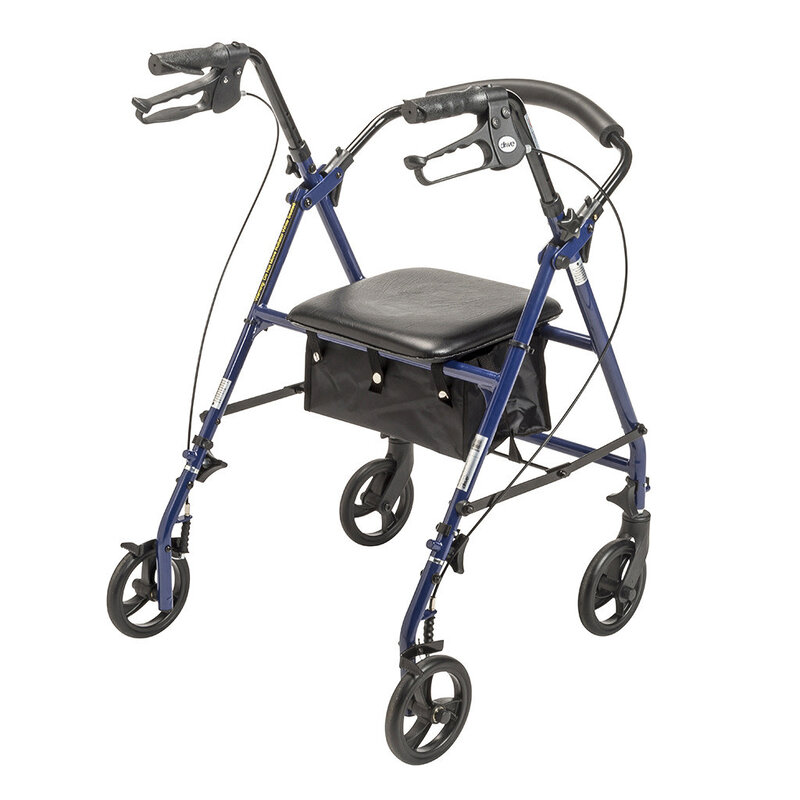 DRV-Drive Medical Drive Rollator Steel 6" Blue 350lb Four Wheel Walker