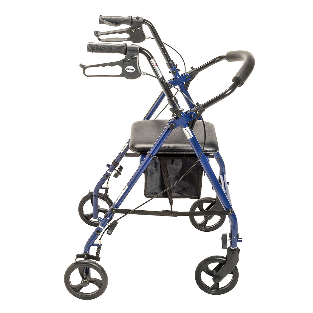 DRV-Drive Medical Drive Rollator Steel 6" Blue 350lb Four Wheel Walker