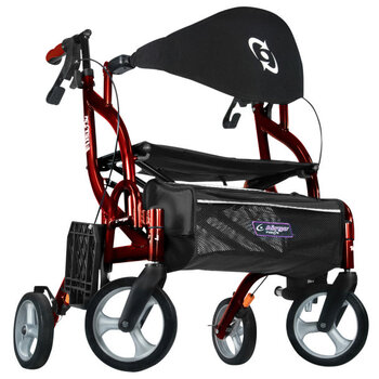 DRV-Drive Medical Airgo Fusion 2 IN 1 F18 Side-Folding Rollator & Transport Chair Cranberry