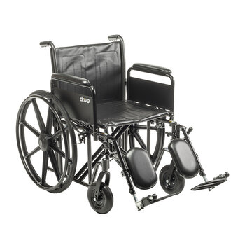 DRV-Drive Medical Drive Sentra EC Heavy Duty Wheelchair Detachable Full Arm (DFA) Elevated Leg (ELR) 24" 450lbs