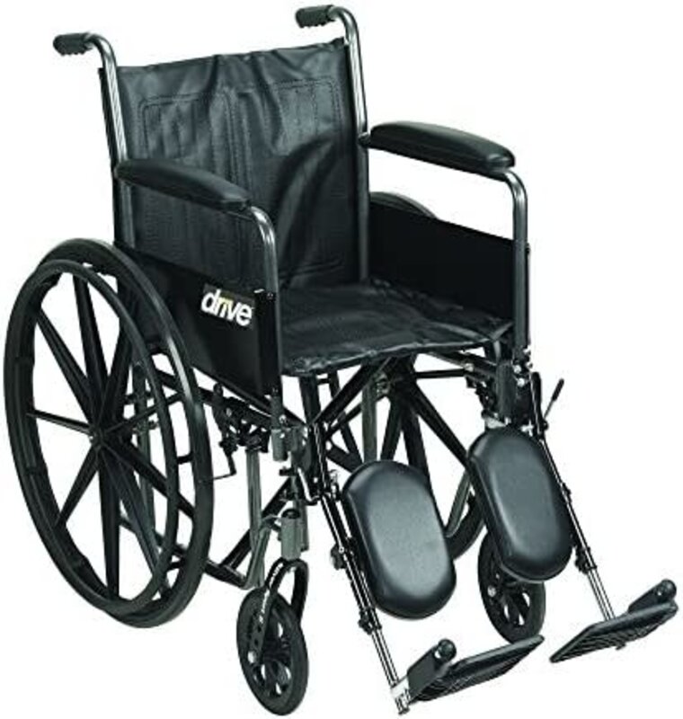 DRV-Drive Medical Drive Silver Sport 2 Wheelchair Detachable Full Arm (DFA) Elevated Leg Rest (ELR) 300lbs