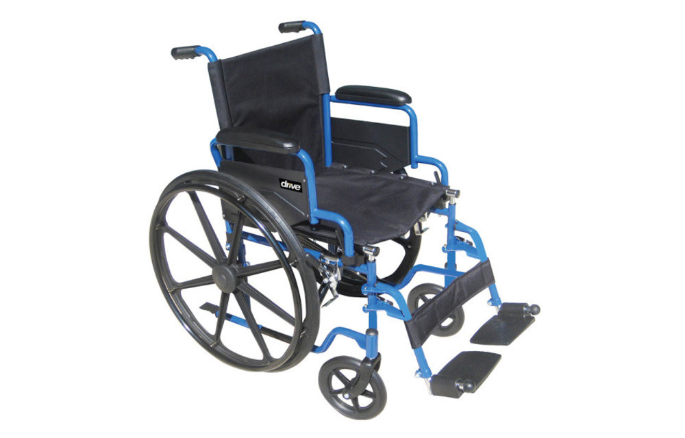 Blue Streak Wheelchair Flip Back Desk Arm (FBD) Swing Away Foot Plates (SF) 250lbs