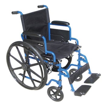 Drive Medical Blue Streak Wheelchair Flip Back Desk Arm (FBD) Swing Away Foot Plates (SF) 250lbs