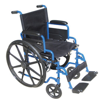 DRV-Drive Medical Blue Streak Wheelchair Flip Back Desk Arm (FBD) Swing Away Foot Plates (SF) 250lbs