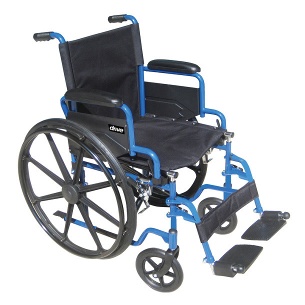 DRV-Drive Medical Blue Streak Wheelchair Flip Back Desk Arm (FBD) Swing Away Foot Plates (SF) 250lbs