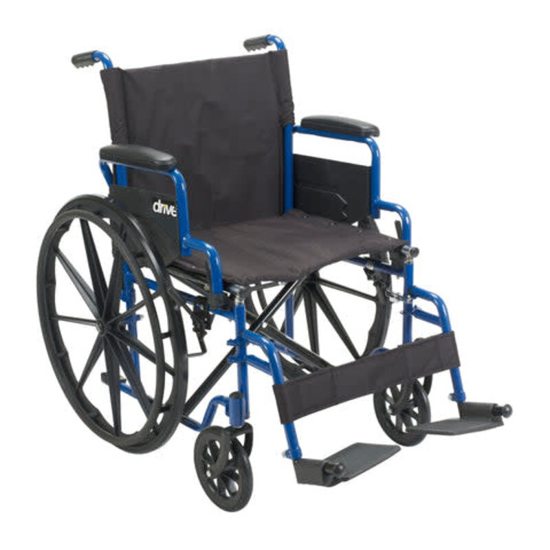 DRV-Drive Medical Blue Streak Wheelchair Flip Back Desk Arm (FBD) Swing Away Foot Plates (SF) 250lbs