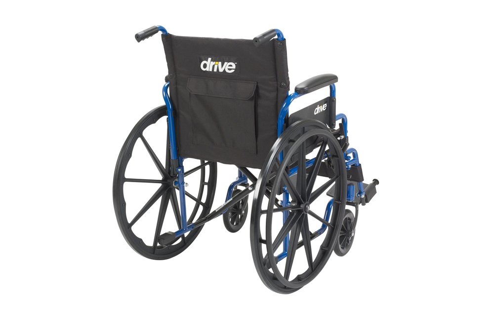 Blue Streak Wheelchair Flip Back Desk Arm (FBD) Swing Away Foot Plates (SF) 250lbs