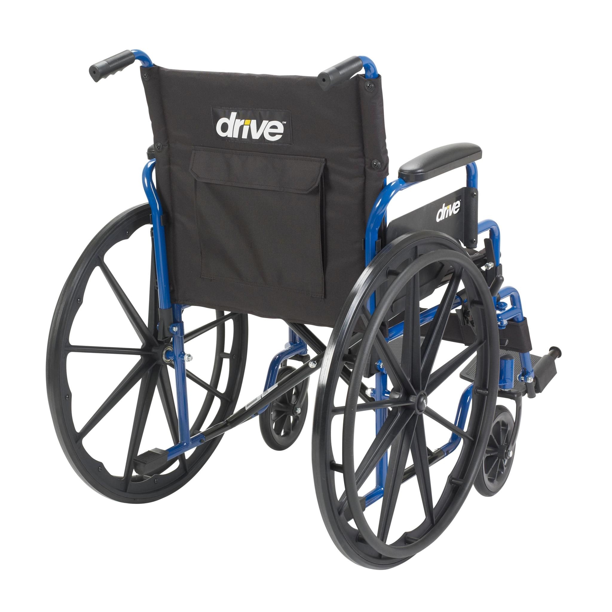 DRV-Drive Medical Blue Streak Wheelchair Flip Back Desk Arm (FBD) Swing Away Foot Plates (SF) 250lbs