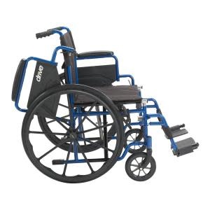 DRV-Drive Medical Blue Streak Wheelchair Flip Back Desk Arm (FBD) Swing Away Foot Plates (SF) 250lbs