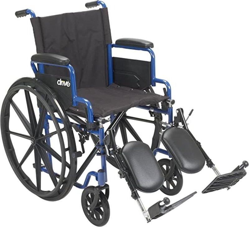 DRV-Drive Medical Blue Streak Wheelchair Flip Back Desk Arm (FBD) Elevated Leg 20" 250lbs