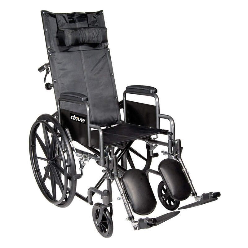 DRV-Drive Medical Drive Silver Sport Recline Wheelchair Detachable Desk Arm (DDA) Elevated Foot Rest (ELR)16" 300lbs