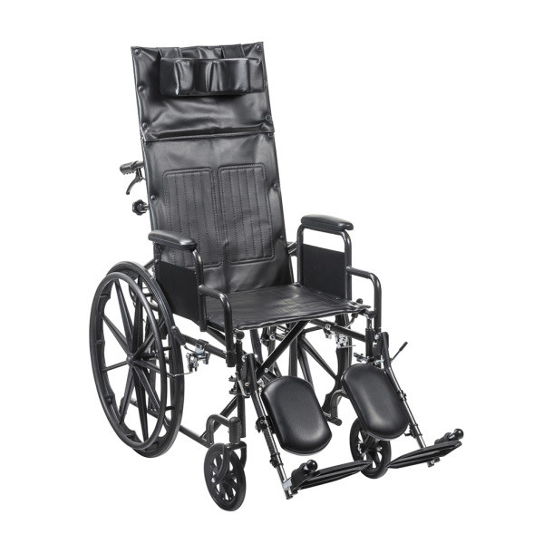 DRV-Drive Medical Drive Silver Sport Recline Wheelchair Detachable Desk Arm (DDA) Elevated Foot Rest (ELR)16" 300lbs