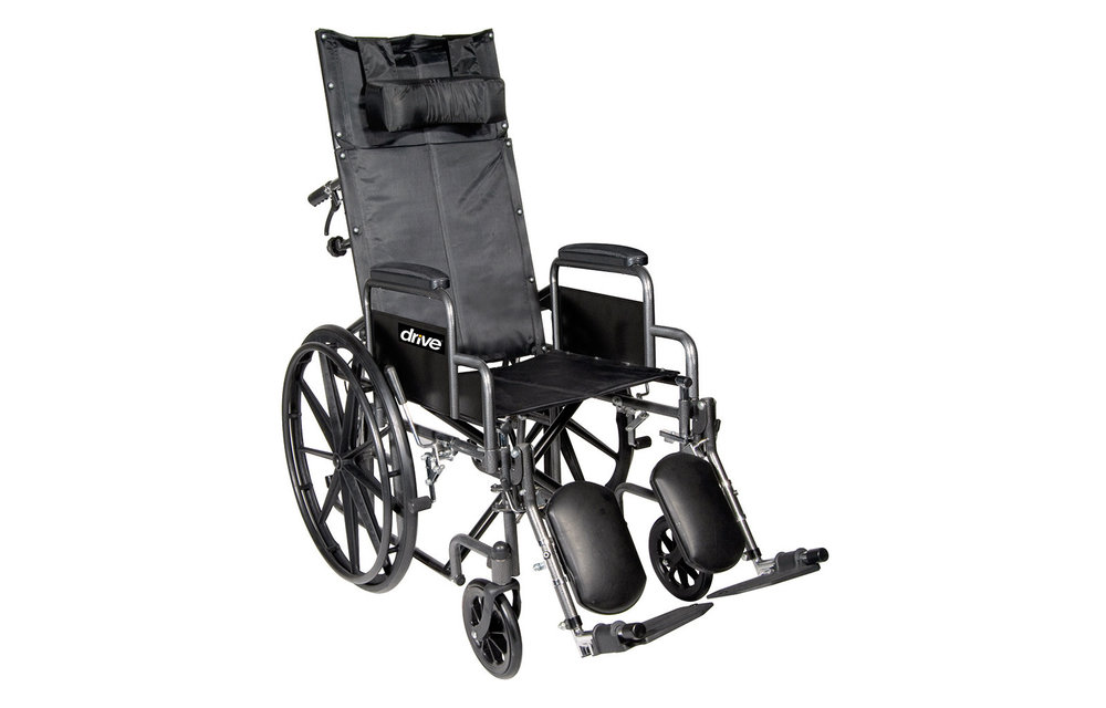 Drive 18" Silver Sport Full Recline Wheelchair Detachable Desk Arm (DDA) Elevated Leg Rest (ELR) 300lbs