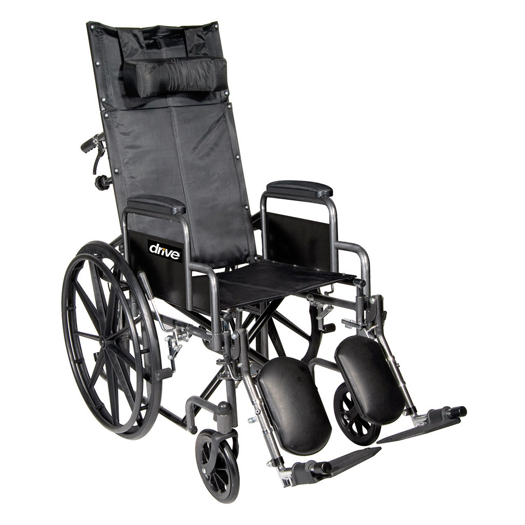 Drive 18" Silver Sport Full Recline Wheelchair Detachable Desk Arm (DDA) Elevated Leg Rest (ELR) 300lbs
