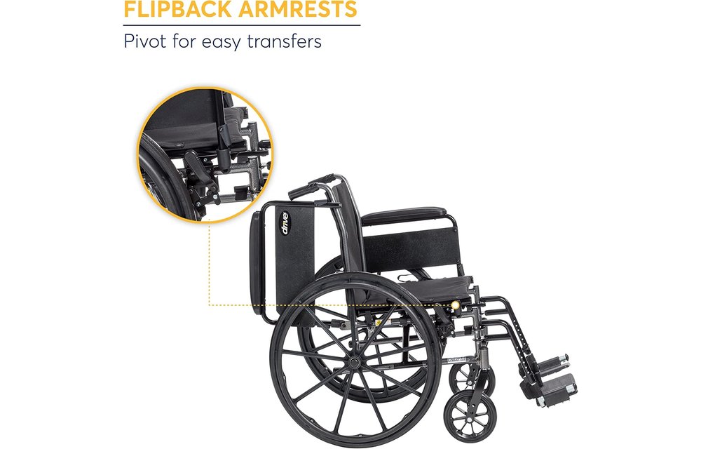 Drive Medical Cruiser III Wheelchair Detachable Desk Arm (DDA) Foot Rest (SF) 300lbs