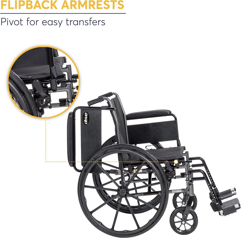 DRV-Drive Medical Drive Medical Cruiser III Wheelchair Detachable Desk Arm (DDA) Foot Rest (SF) 300lbs
