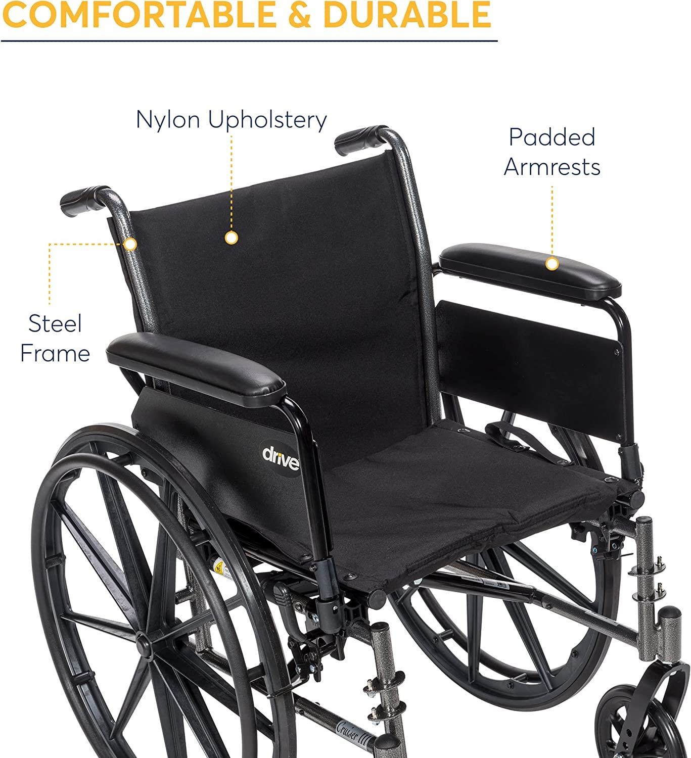 Drive Medical Cruiser III Wheelchair Detachable Desk Arm (DDA) Foot Rest (SF) 300lbs