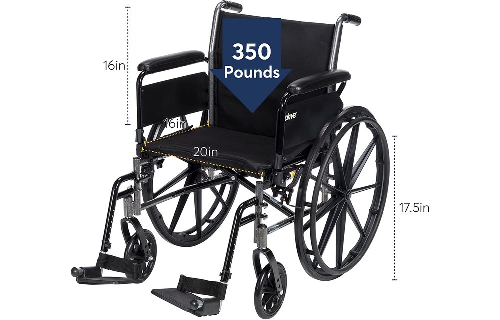 Drive Medical Cruiser III Wheelchair Detachable Desk Arm (DDA) Foot Rest (SF) 300lbs