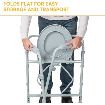 Drive Medical Drive Steel Folding Bedside Seat Commode 350lbs