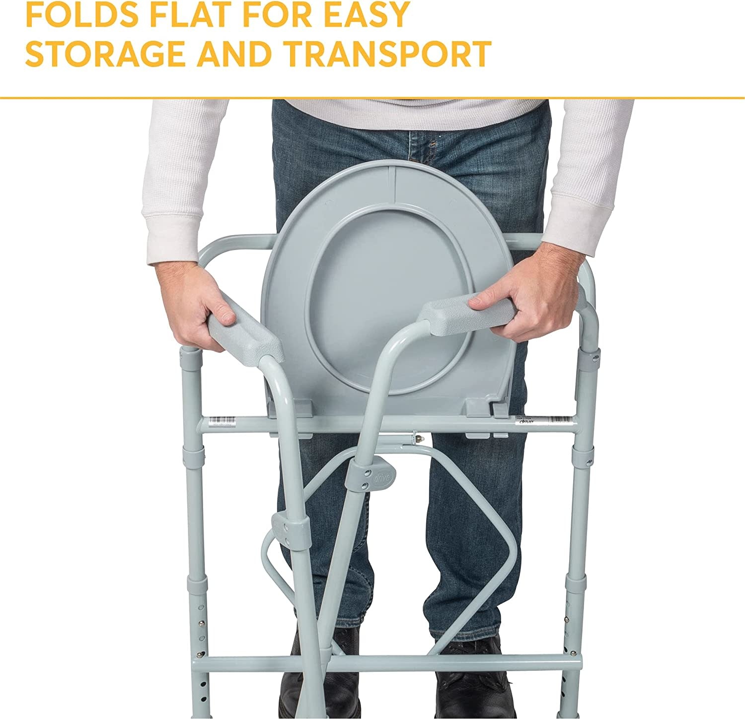Drive Steel Folding Bedside Seat Commode 350lbs
