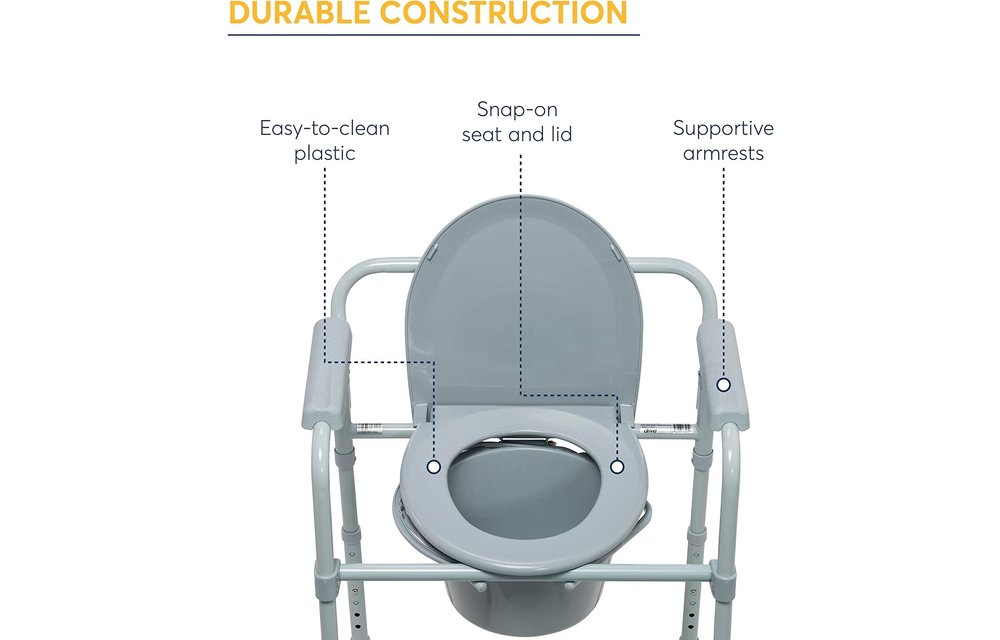 Drive Steel Folding Bedside Seat Commode 350lbs